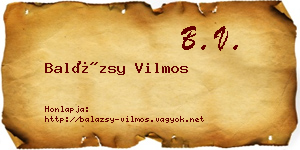 Balázsy Vilmos névjegykártya